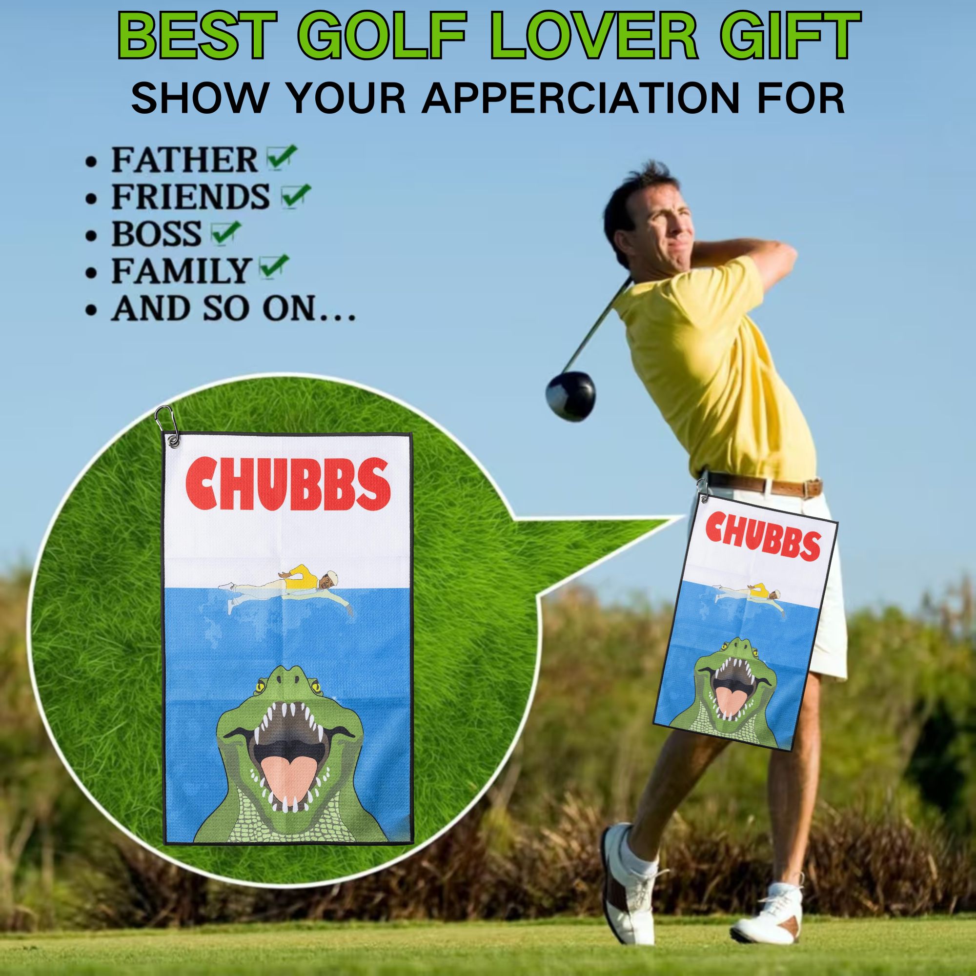 Fun Happy Gilmore Design Golf  - Golf Towel Waffle incelemesi ve fiyatı