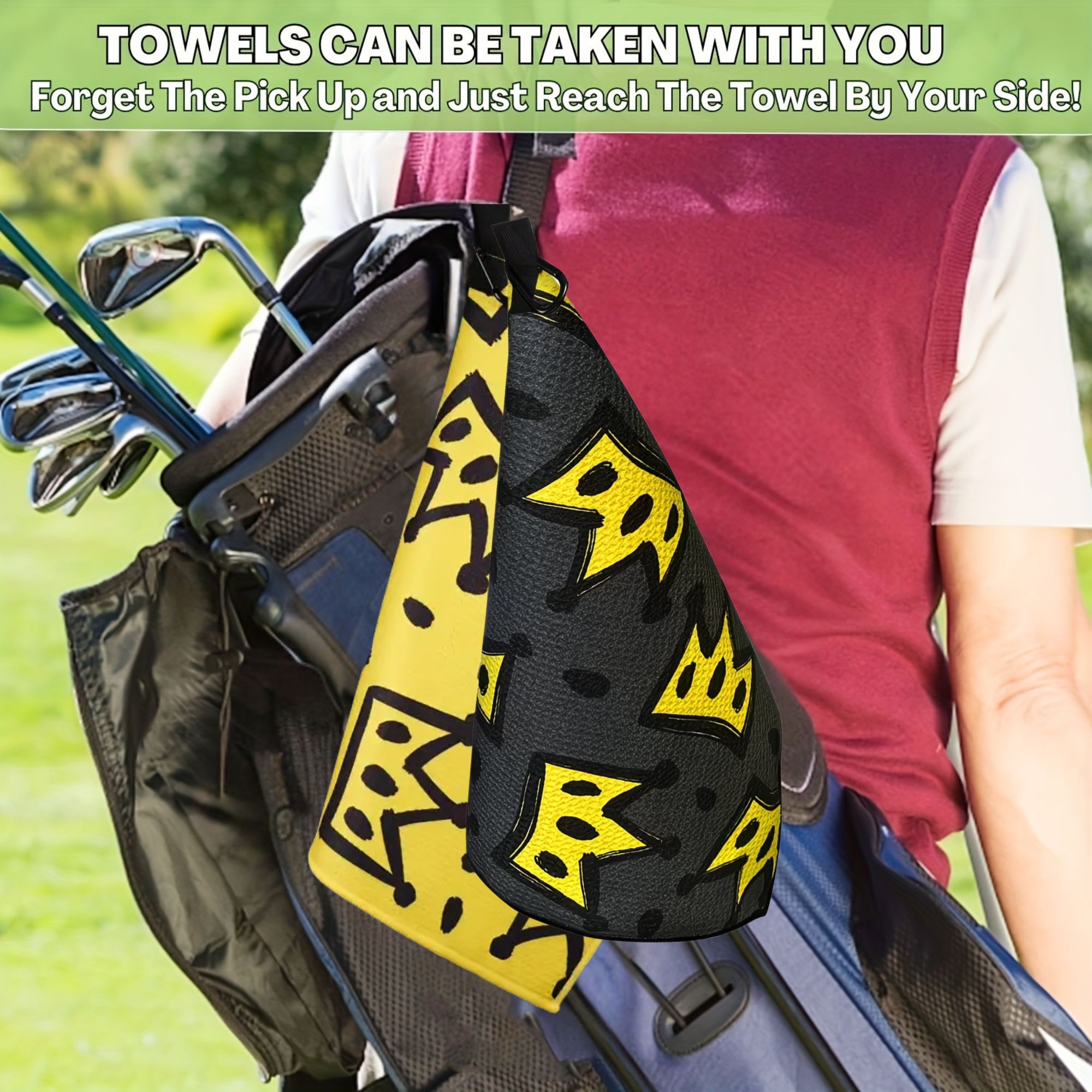 2pcs King Crown Large Golf Tow - Golf Towel Waffle incelemesi ve fiyatı